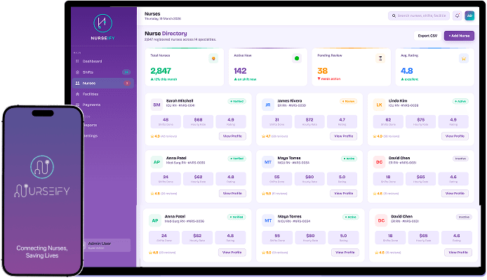 Nurseify platform screenshot